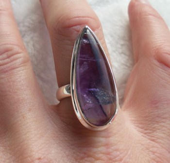 Zilveren ring gezet met Blue John ring maat 18.5 mm